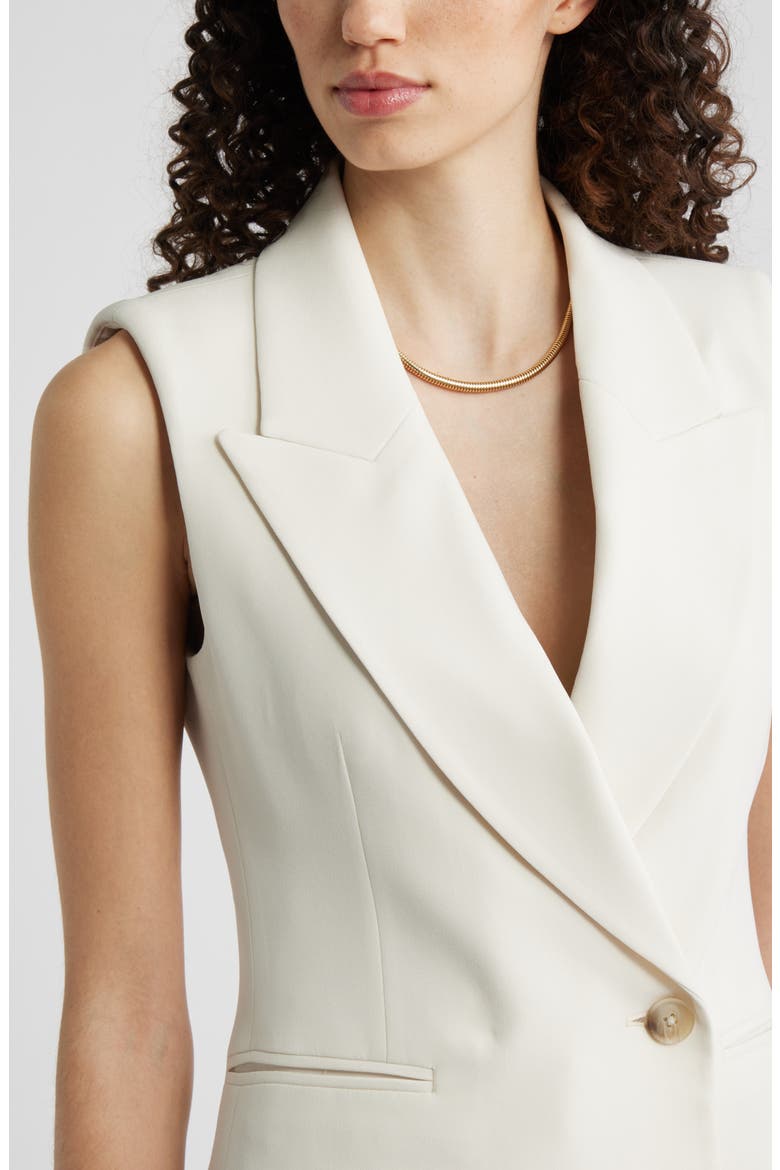 Sleeveless Crepe Blazer, Alternate, color, IVORY BIRCH