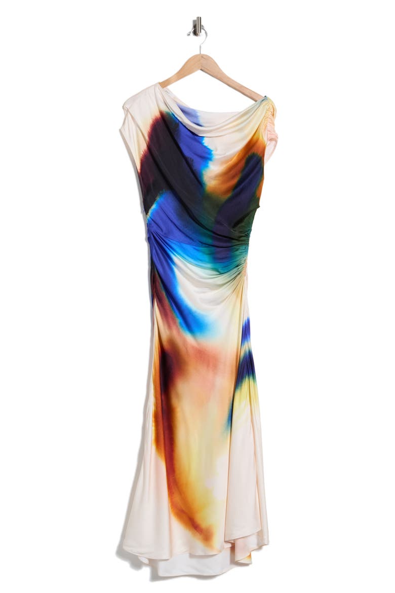 Penny One-Shoulder Maxi Dress, Main, color, LAPIS MULTI
