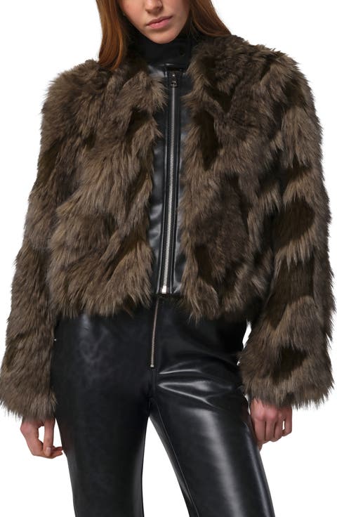 Lillet Faux Fur Patchwork Bomber Jacket