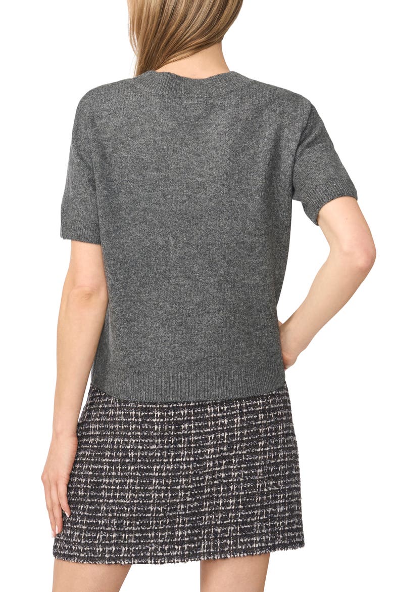 Short Sleeve V-Neck Sweater, Alternate, color, MEDIUM HEATHER GREY