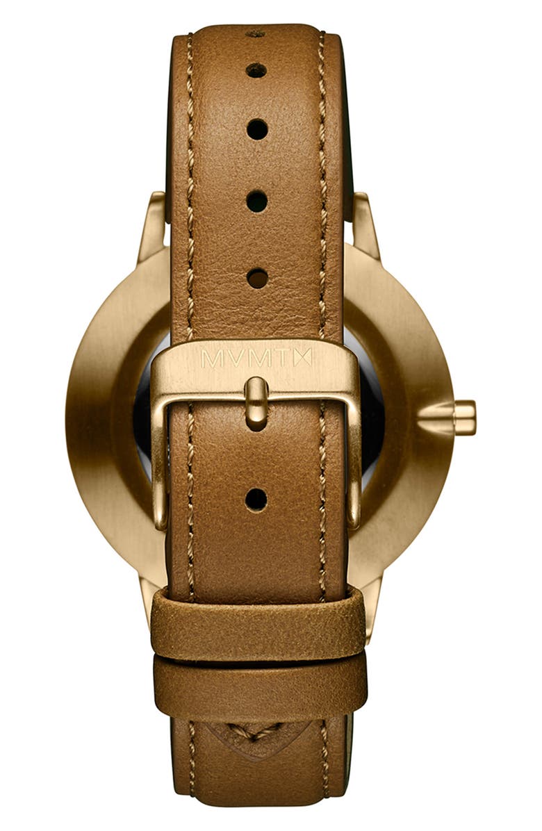 MVMT Boulevard Quartz Leather Strap Watch, 38mm, Alternate, color, White/ Tan
