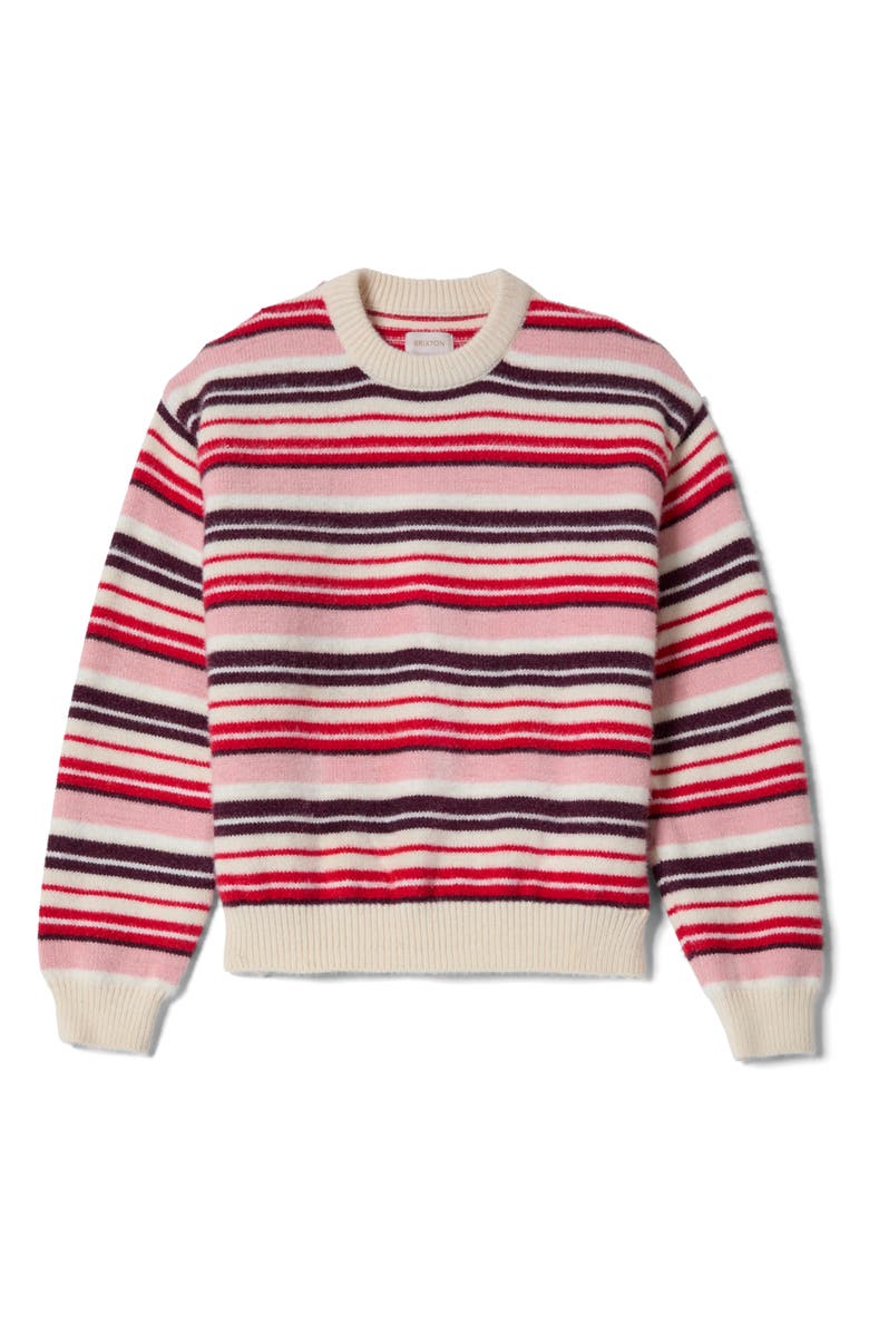 Brixton Cozy Stripe Crewneck Sweater, Alternate, color, 