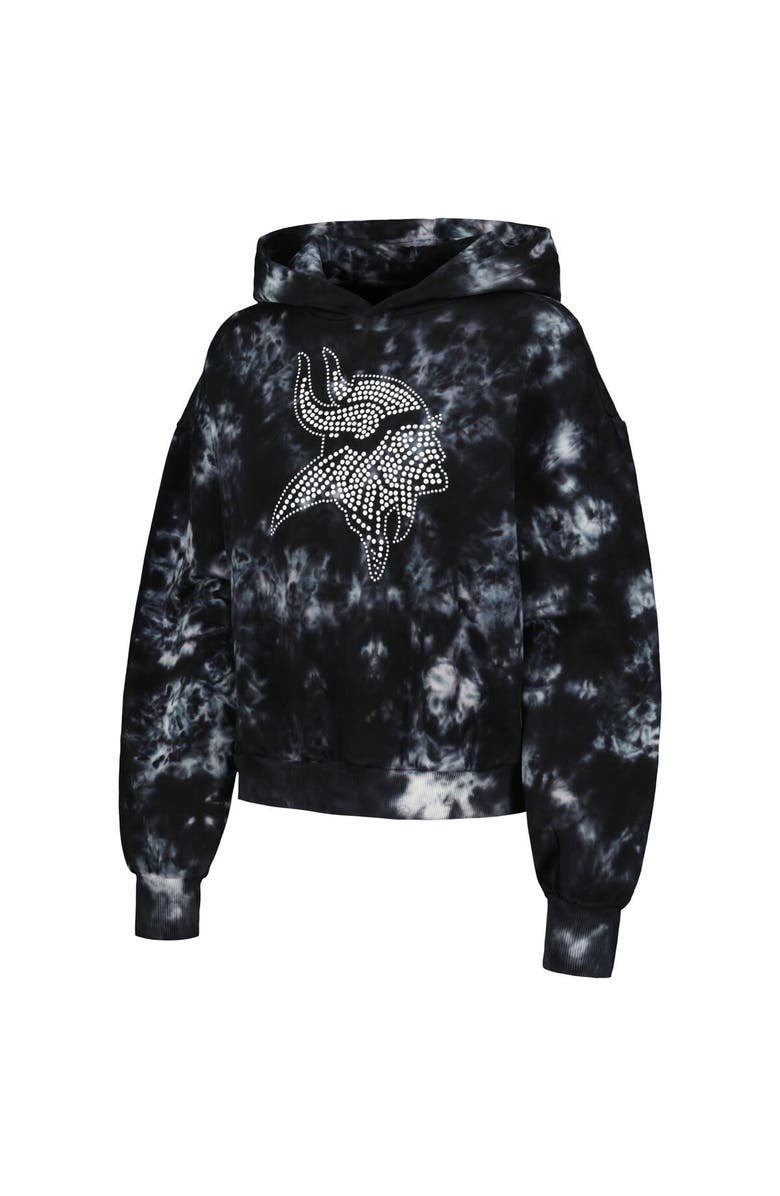 THE WILD COLLECTIVE Women's The Wild Collective  Black Minnesota Vikings Tie-Dye Cropped Pullover Hoodie, Alternate, color, Black