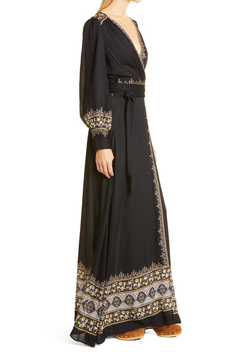 Blaise Border Print Long Sleeve Maxi Dress, Alternate, color, BLACK MULTI