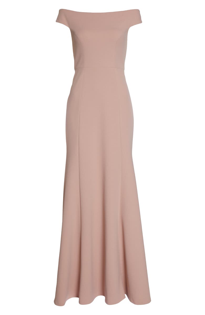 Jenny Yoo Larson Off the Shoulder Crepe Evening Dress, Alternate, color, 