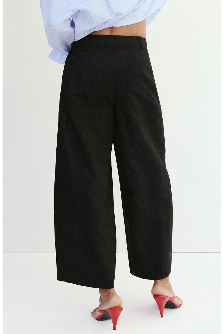 Linen & Cotton Balloon Pants, Alternate, color, BLACK