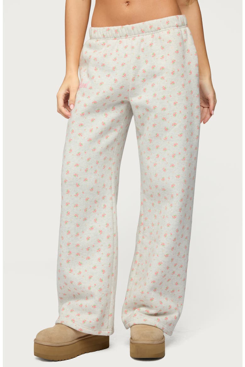 Flower Power Wide Leg Sweatpants, Main, color, LIGHT-GRAY-MELANGE