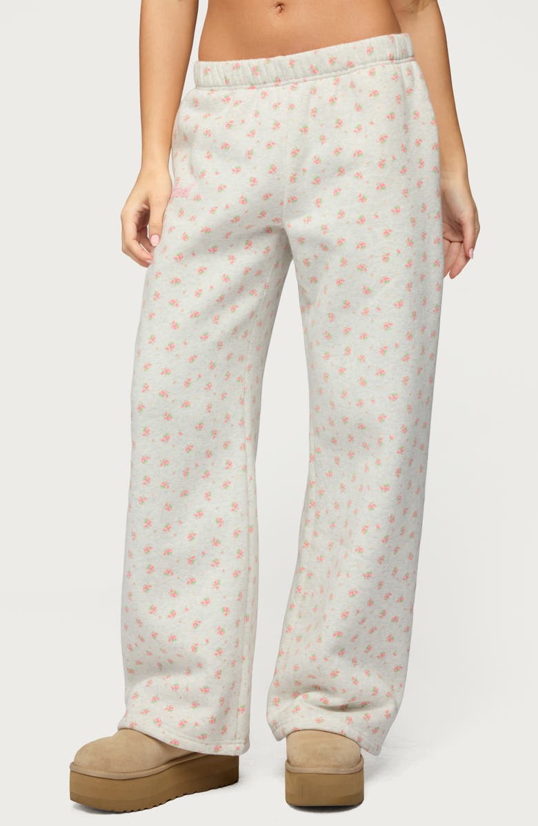 EDIKTED Flower Power Wide Leg Sweatpants, Main, color,