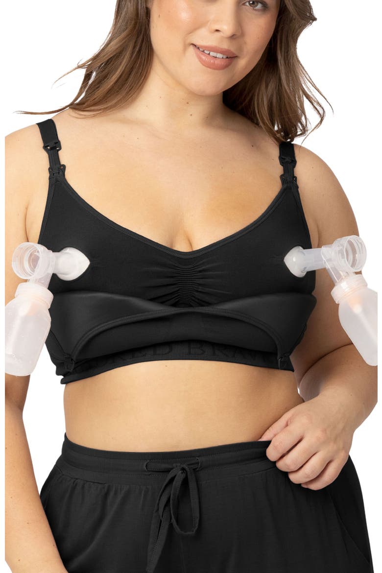 Busty Contour Hands-Free Pumping & Nursing Bra-  Sizing Options Available in E-H Cup, Alternate, color, Black
