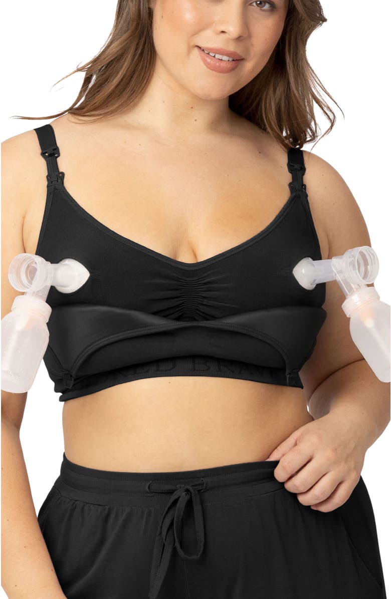 Kindred Bravely Busty Contour Hands-Free Pumping & Nursing Bra- Sizing Options Available in E-H Cup, Alternate, color, Black