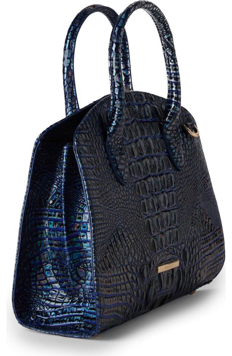 Brahmin Rosetta Croc Embossed Leather Satchel, Alternate, color, Royal Blue Melbourne