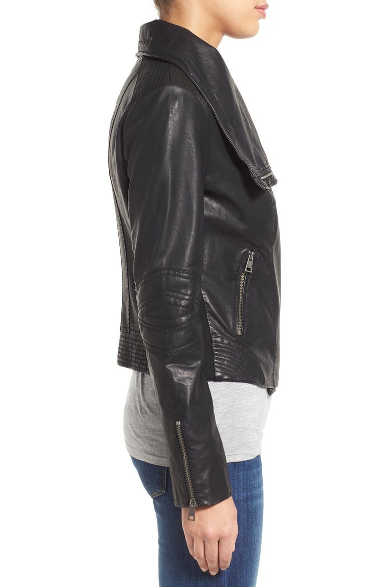 Levi's® Cowl Neck Faux Leather Jacket, Alternate, color, BLACK