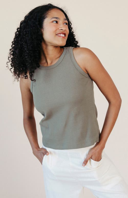 Poplinen Plus Charlie Ribbed Tank In Gray
