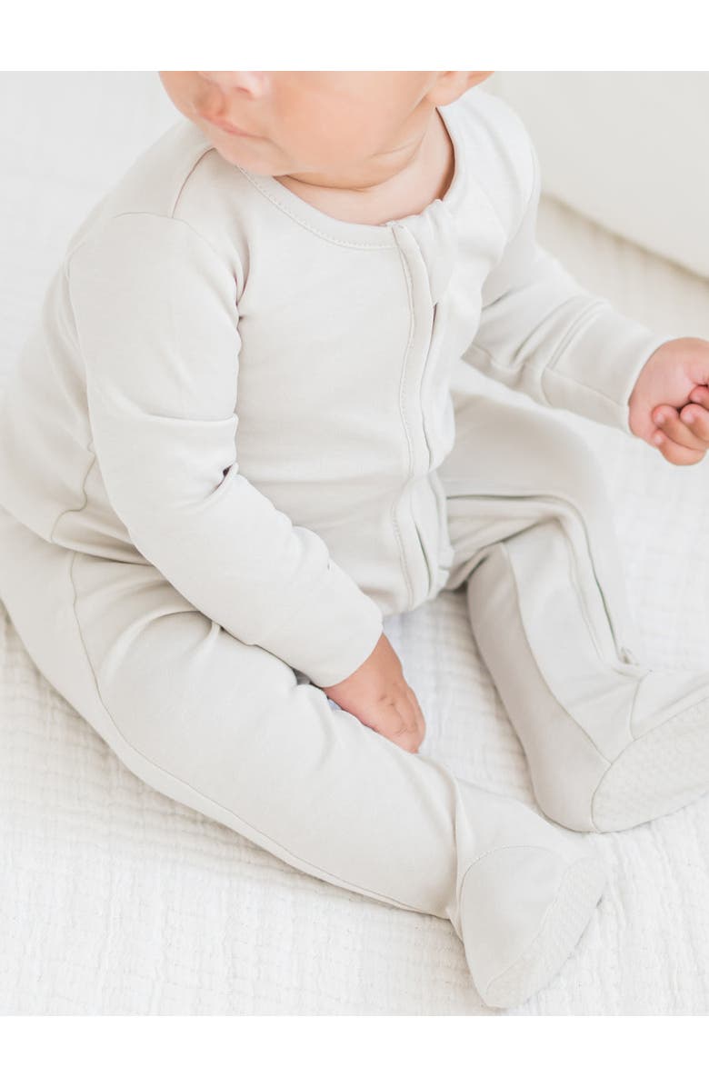 Colored Organics Organic Cotton Peyton Zipper Sleeper, Alternate, color, Stone