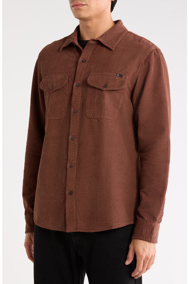 Miller CPO Luxe Seersucker Corduroy Button-Up Shirt, Alternate, color, WOOD BROWN