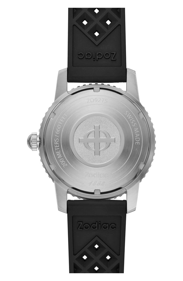 Zodiac Compression Diver Automatic Rubber Strap Watch, 40mm, Alternate, color, 