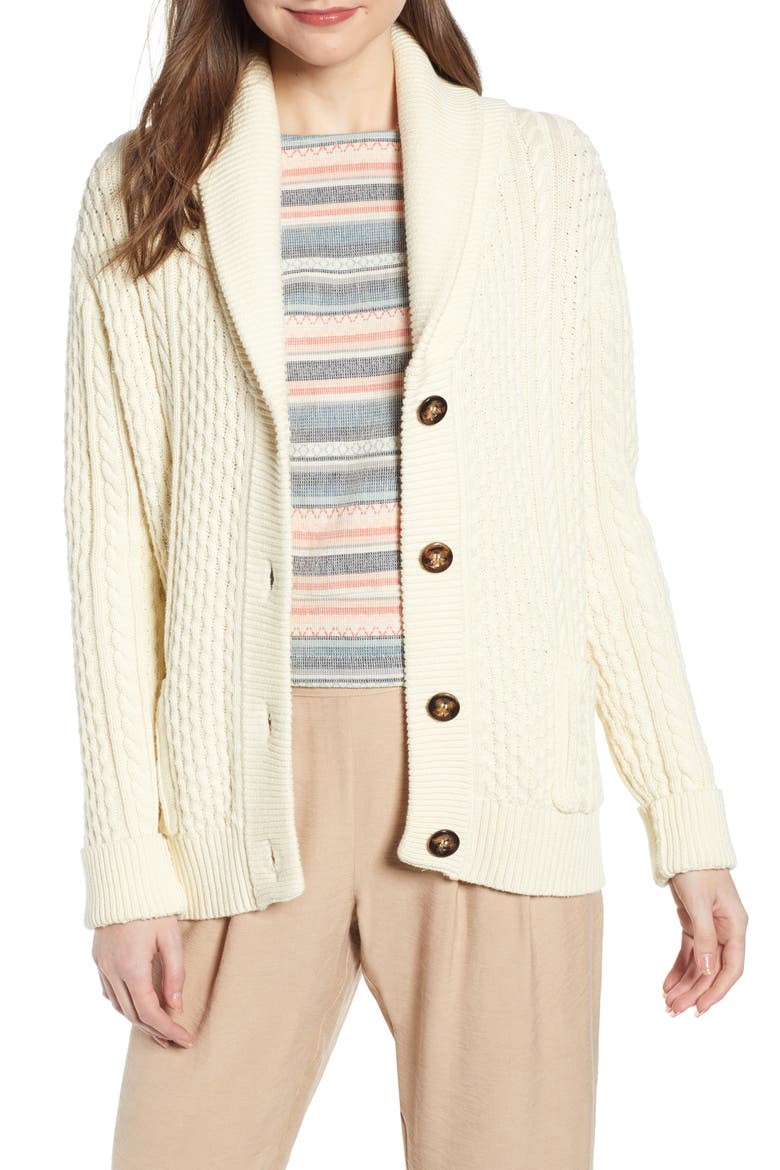 Damsel x THE ODELLS Fisherman Cardigan, Main, color, SAND