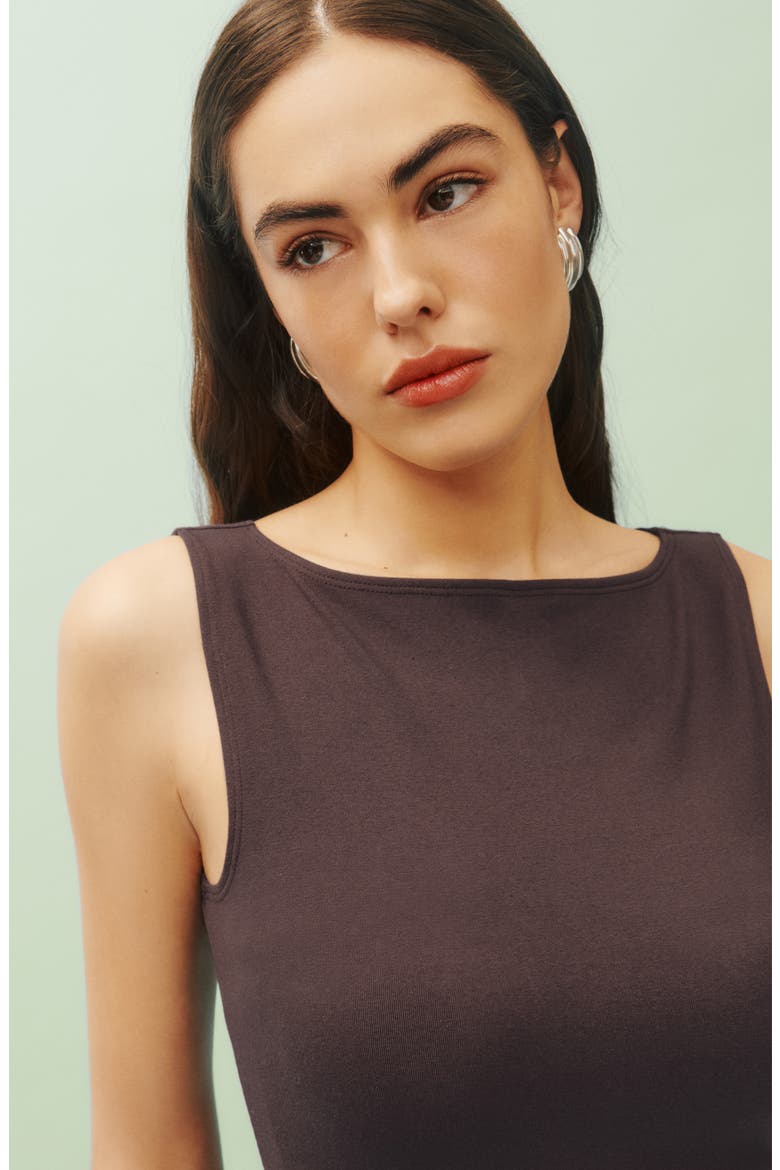 Nataly Sleeveless Organic Cotton Knit Minidress, Alternate, color, MOLE