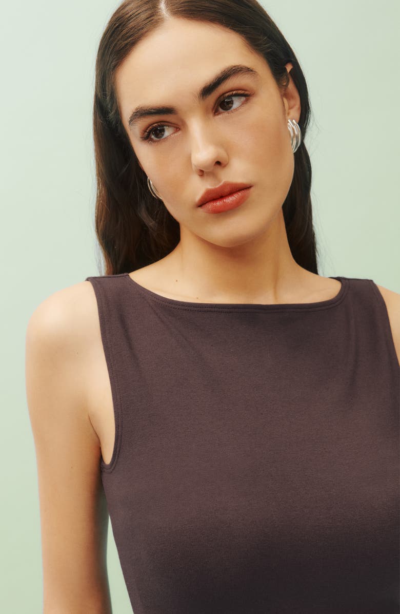 Reformation Nataly Sleeveless Organic Cotton Knit Minidress, Alternate, color, Mole