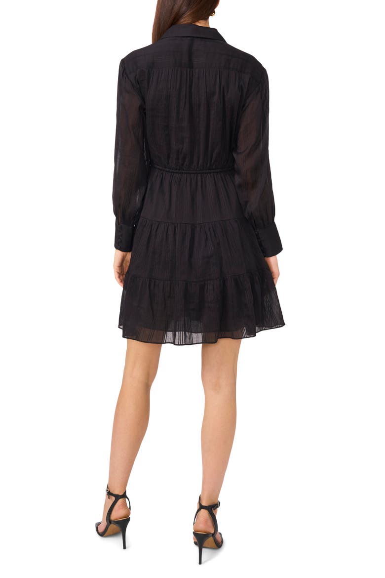 Long Sleeve Tiered Shirtdress, Alternate, color, RICH BLACK