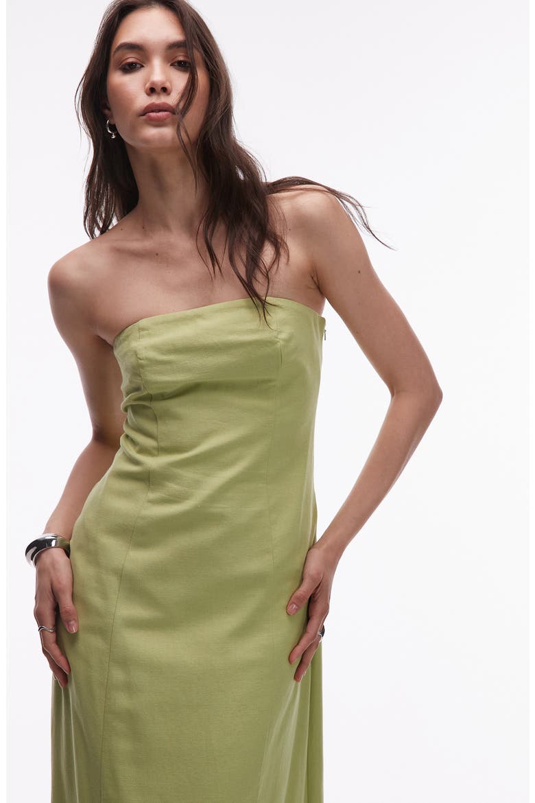 Seamed Bandeau Maxi Dress, Alternate, color, LIGHT GREEN