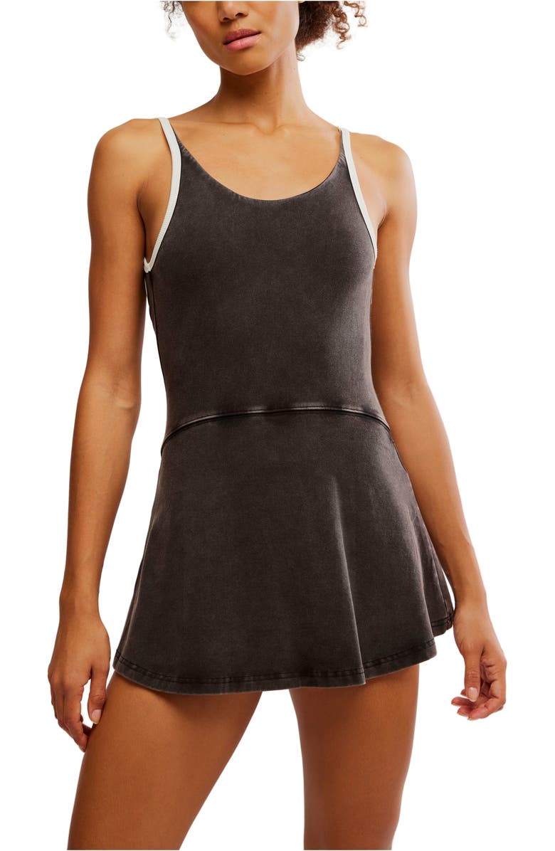 Free People FP Movement Hot Shot Stretch Cotton Skortsie, Alternate, color, Black