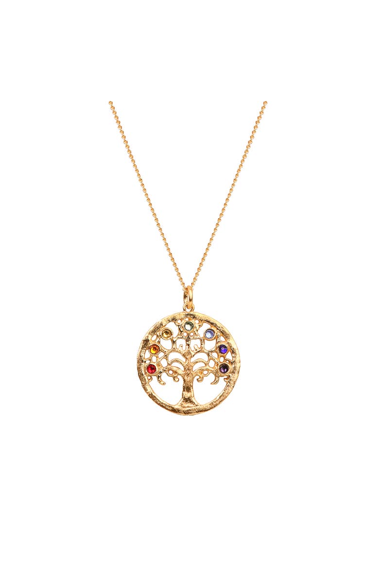Karma and Luck Mindful Alignment - Chakra Tree Of Life Charm Necklace, Main, color, Gold/Multicolor