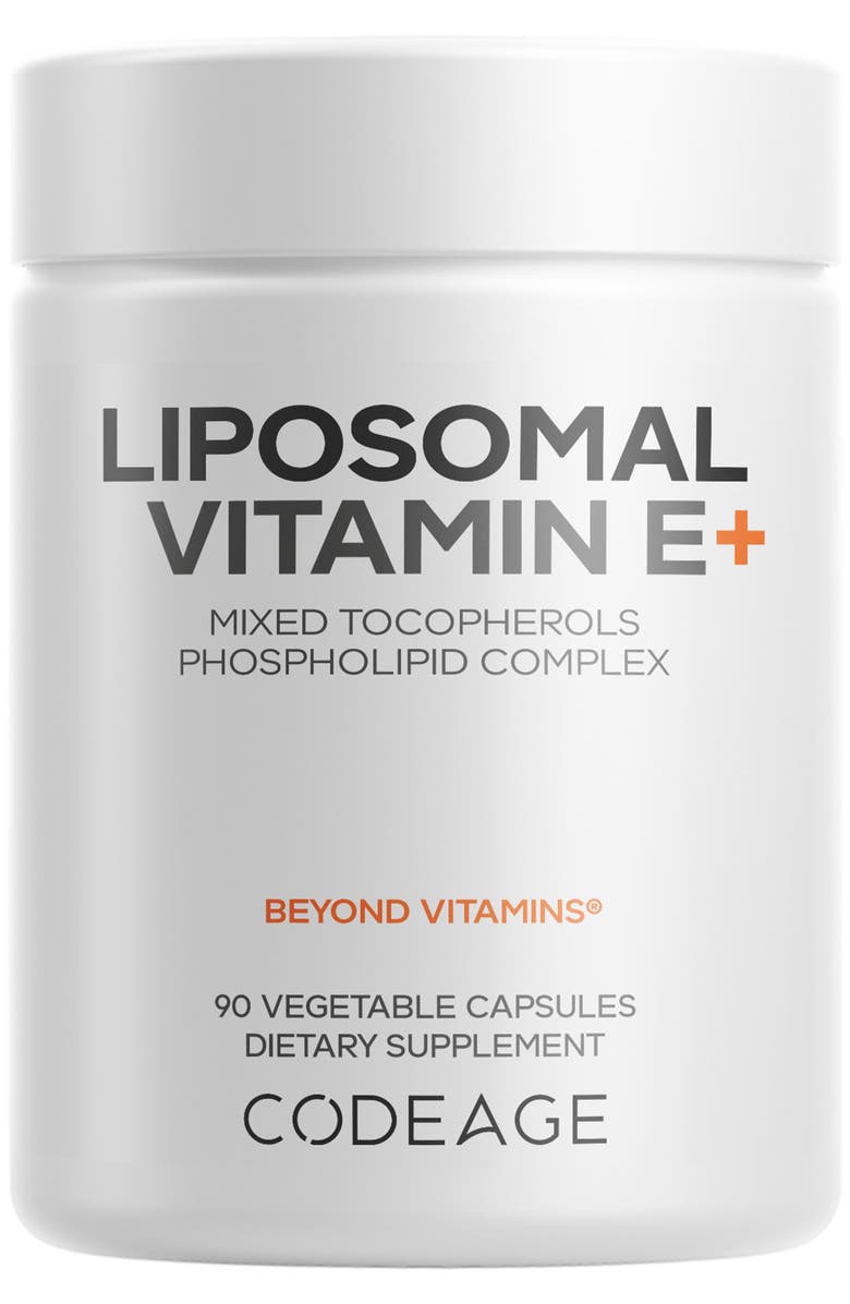 Codeage Liposomal Vitamin E Tocopherols Supplement, Main, color, White