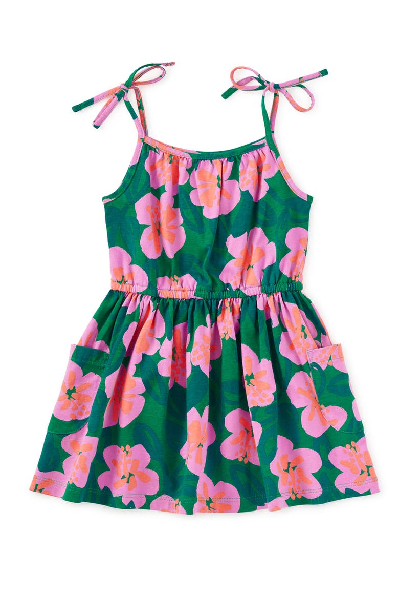 Tea Collection Tie Shoulder Twirl Dress, Alternate, color, Bold Hibiscus