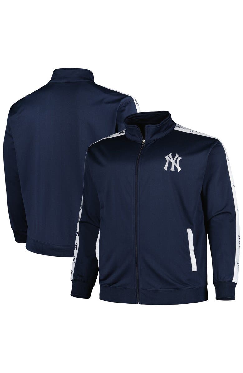PROFILE Men's Navy New York Yankees Big & Tall Tricot Track Full-Zip Jacket, Main, color, Navy