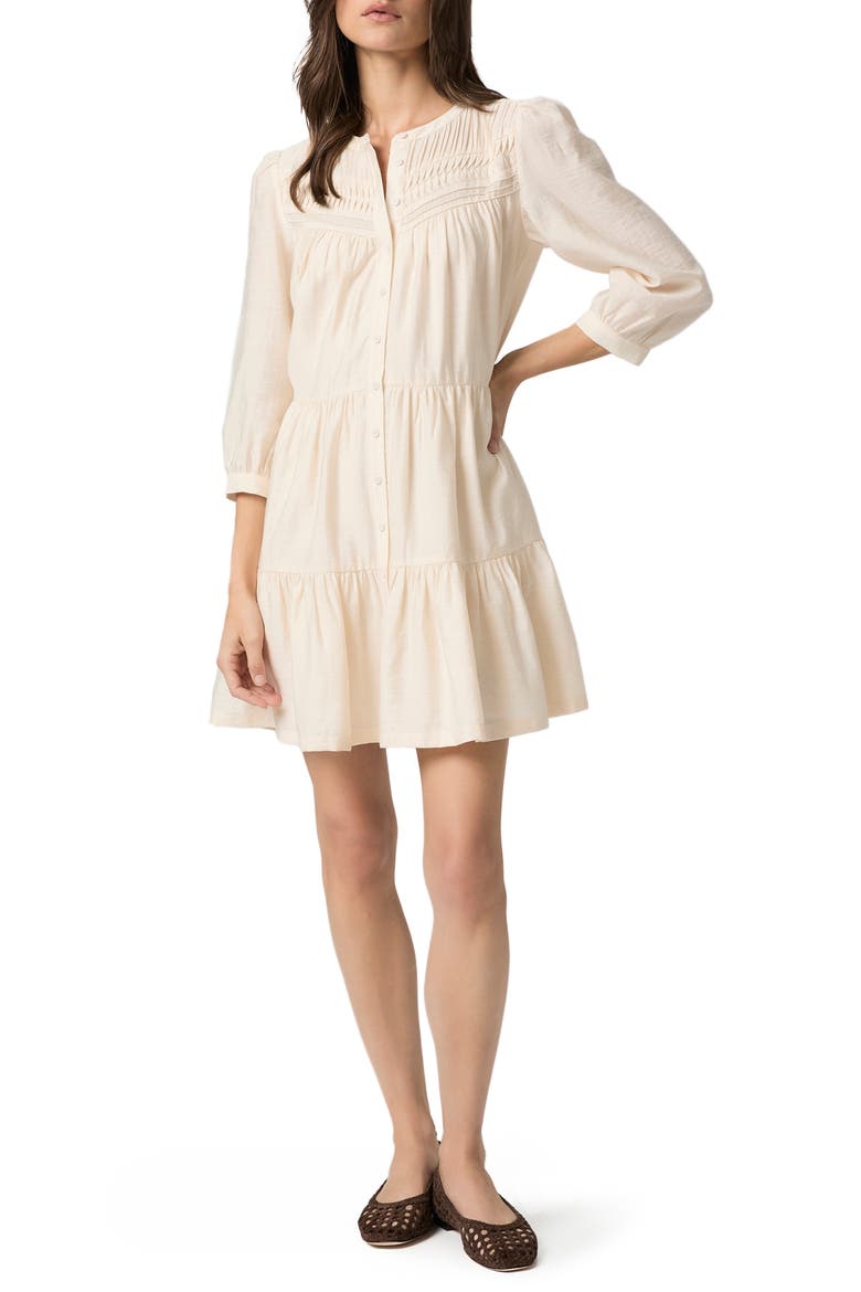 Fiume Texture Tie Back Tiered Dress, Main, color, OYSTER WHITE