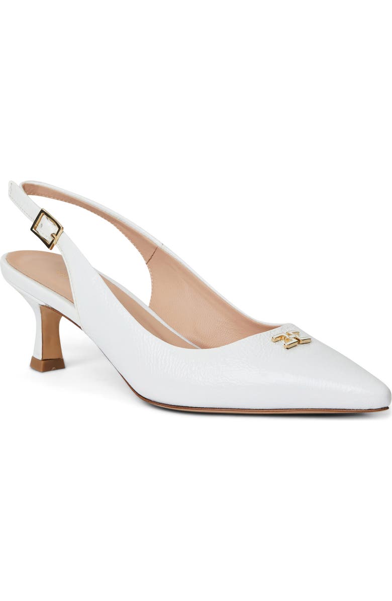 Bruno Magli Fiona Slingback Pointed Toe Pump, Main, color, White Crinkled Paten