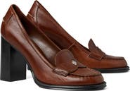Tory Burch Leather Vintage Heeled Loafer Pump