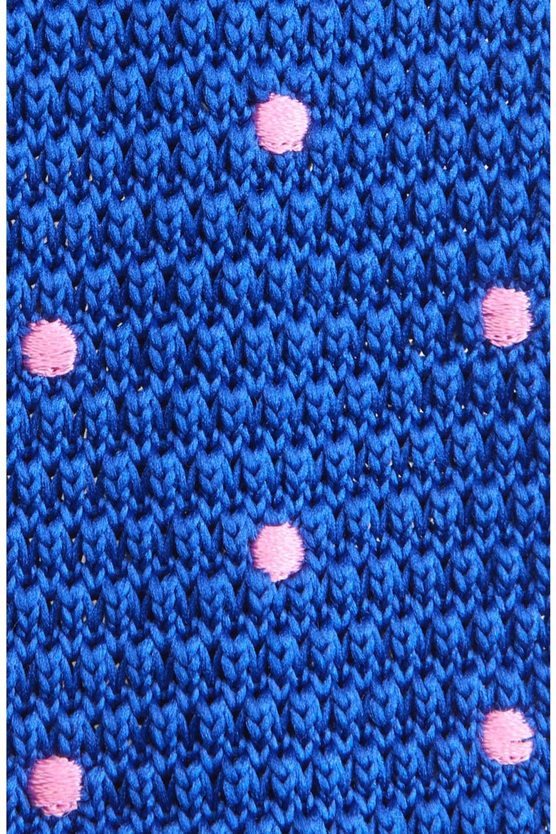 Royal Blue & Pink Polka Dot Knit Silk Tie, Alternate, color, ROYAL BLUE