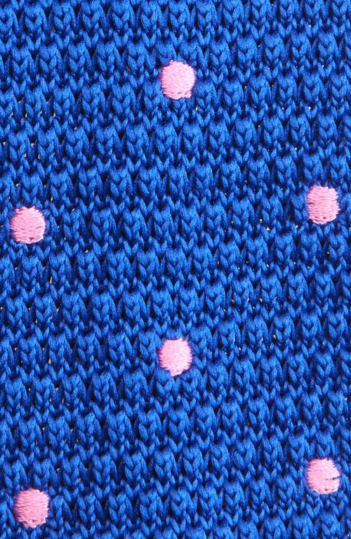 Clifton Wilson Royal Blue & Pink Polka Dot Knit Silk Tie In Royal Blue