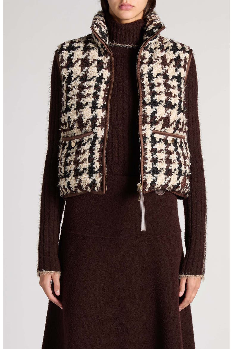 Emotionnalite Houndstooth Boucle Vest, Main, color, BROWN CREAM