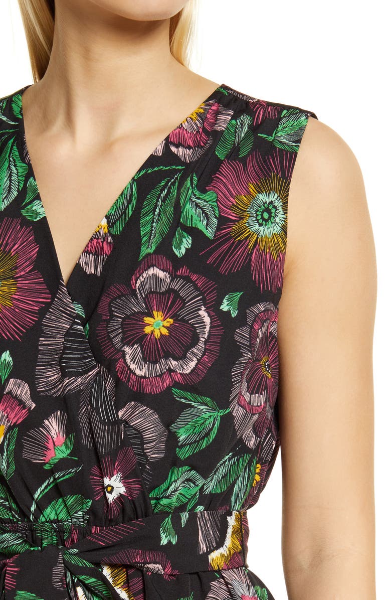 Sam Edelman Floral Print Tie Waist Sleeveless Dress, Alternate, color,