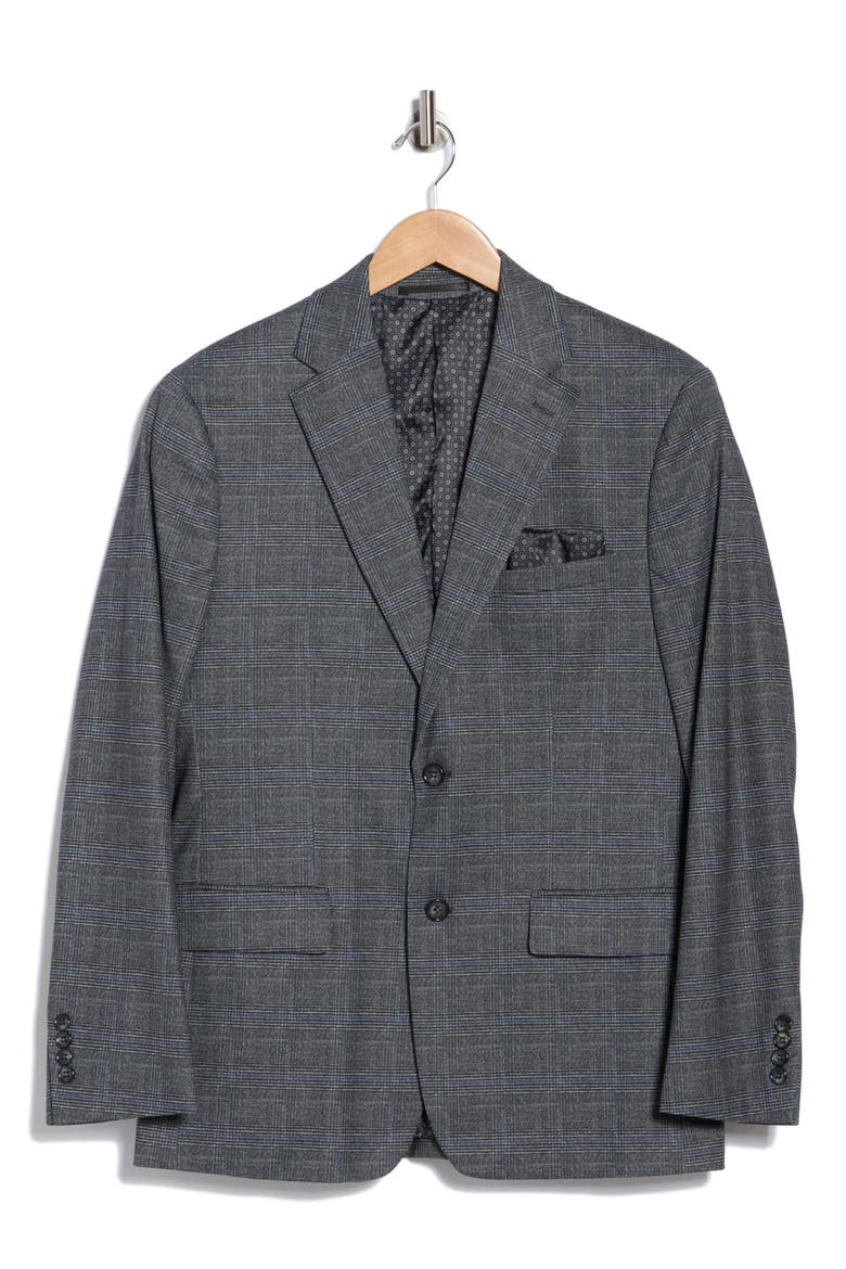 Slim Fit Plaid Sport Coat, Alternate, color, GREY