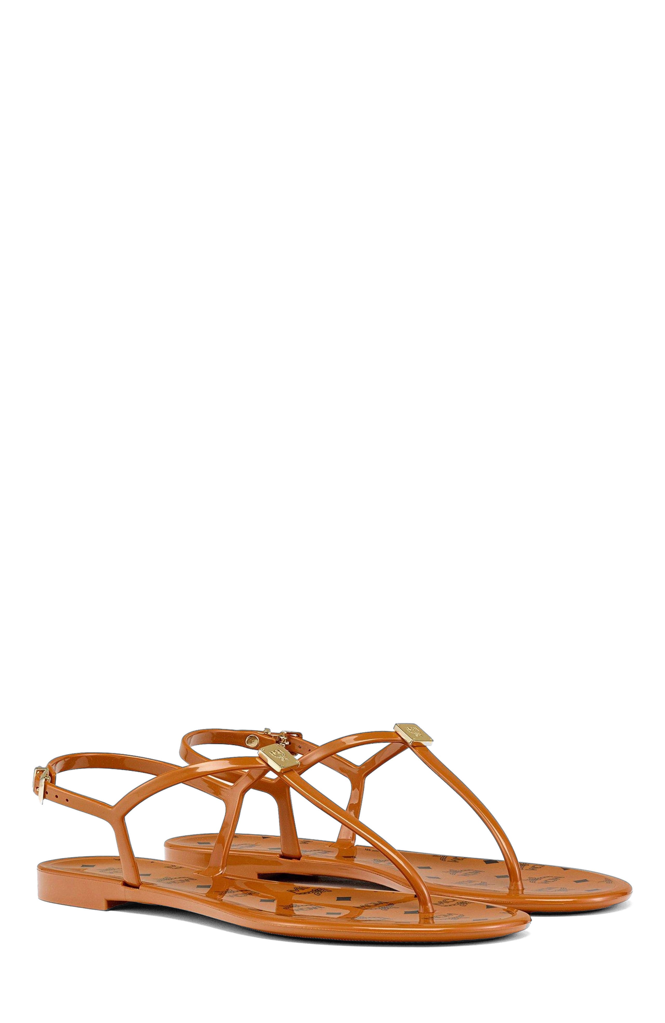 MCM Monogram Jelly Sandals, Main, color, 