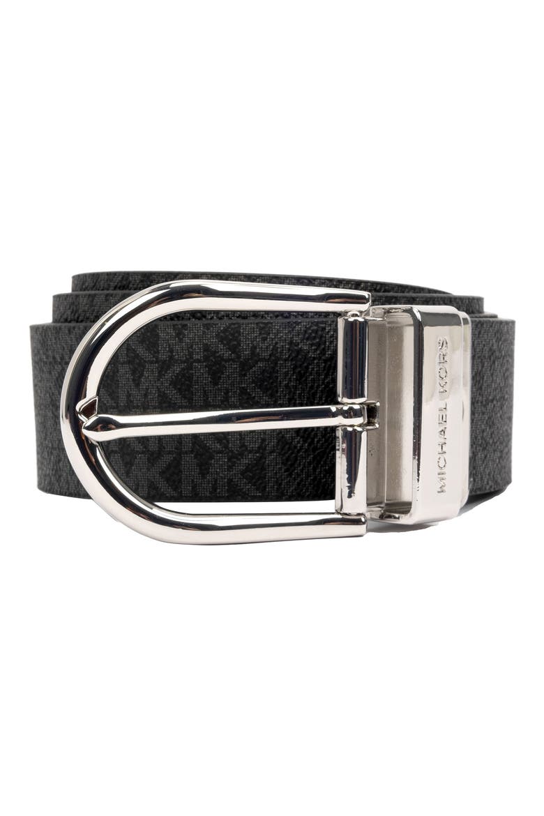 Logo Reversible Belt, Main, color, BLACK/ SILVER