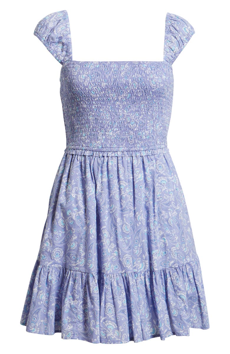 BP. Cap Sleeve Cotton Minidress, Alternate, color, Blue- White Elisabeth Paisle