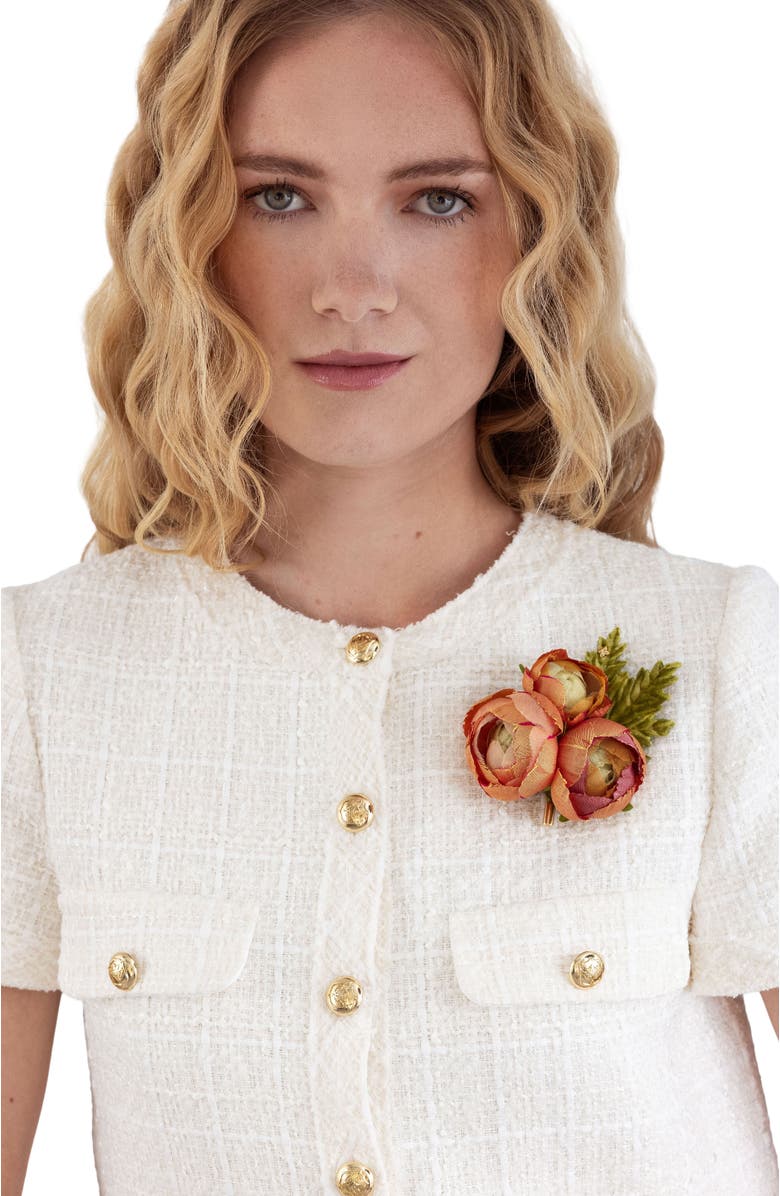 Helena Simon The Ranunculus Floral Brooch, Alternate, color, Orange