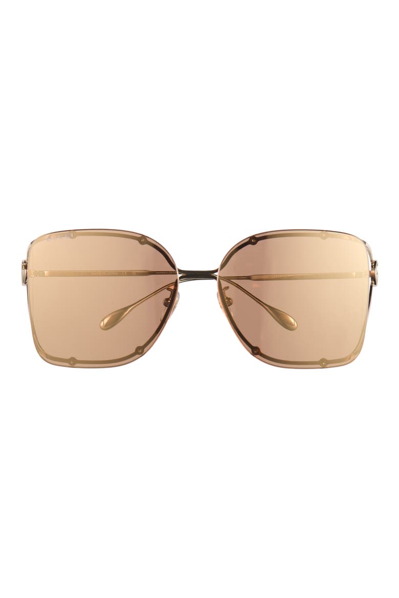 60mm Square Sunglasses, Main, color, GOLD GOLD BROWN