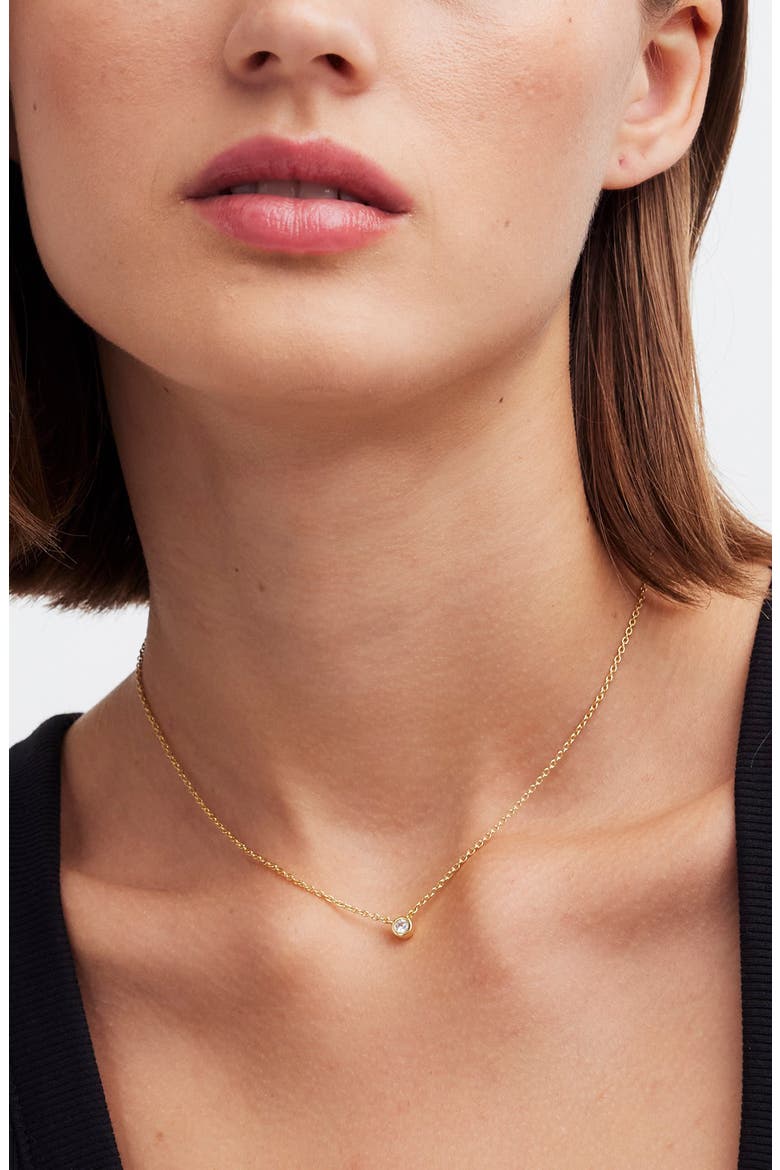 Demi Fine Cubic Zirconia Bezel Pendant Necklace, Alternate, color, 14K GOLD
