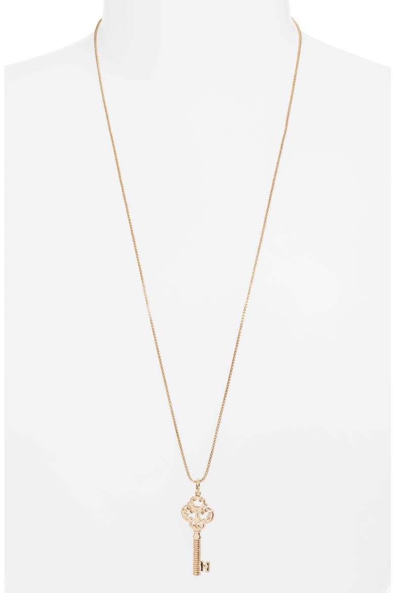 Filigree Key Pendant Necklace, Alternate, color, GOLD