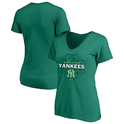 Women's Profile  Kelly Green New York Yankees Plus Size Celtic V-Neck T-Shirt