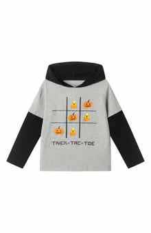 Kids' Pumpkin Hooded Long Sleeve T-Shirt
