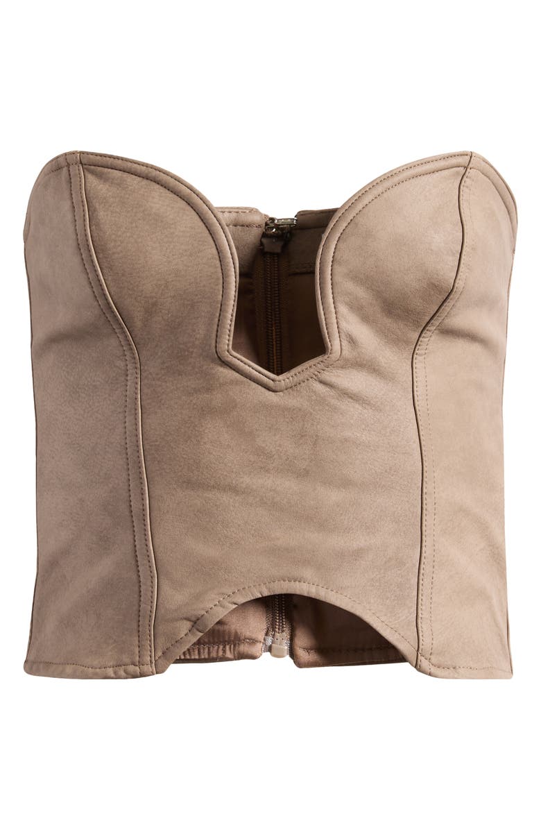Mistress Rocks Faux Leather Corset Top, Alternate, color, Mocha