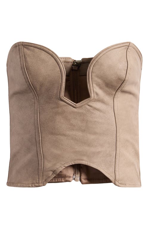 Mistress Rocks Faux Leather Corset Top In Mocha