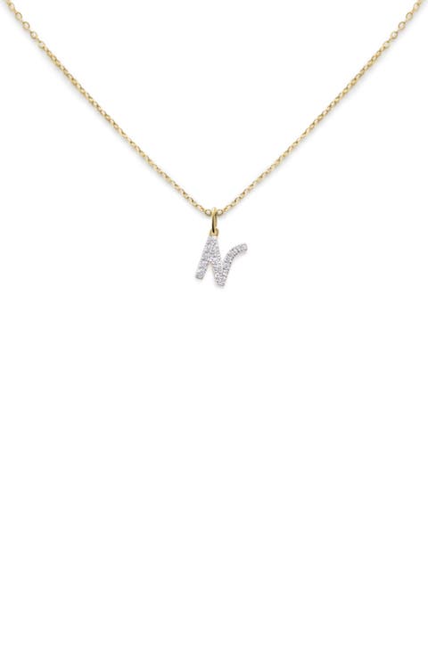 Lab Created Diamond Initial Pendant Necklace